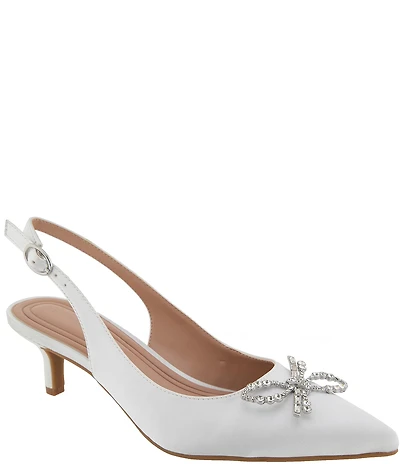 BCBGeneration Donna-3 Bow Brooch Slingback Kitten Heel Dress Pumps