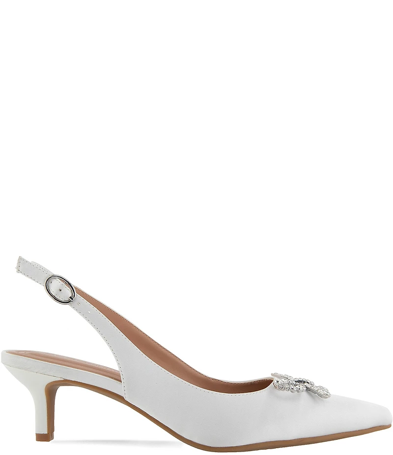 BCBGeneration Donna-3 Bow Brooch Slingback Kitten Heel Dress Pumps