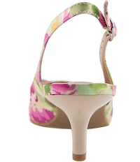 BCBGeneration Donna-3 Floral Print Bow Brooch Slingback Dress Pumps