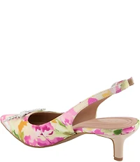 BCBGeneration Donna-3 Floral Print Bow Brooch Slingback Dress Pumps