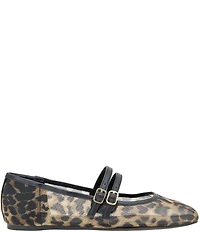 BCBGeneration Harisa Cheetah Print Mesh Double Strap Mary Jane Flats