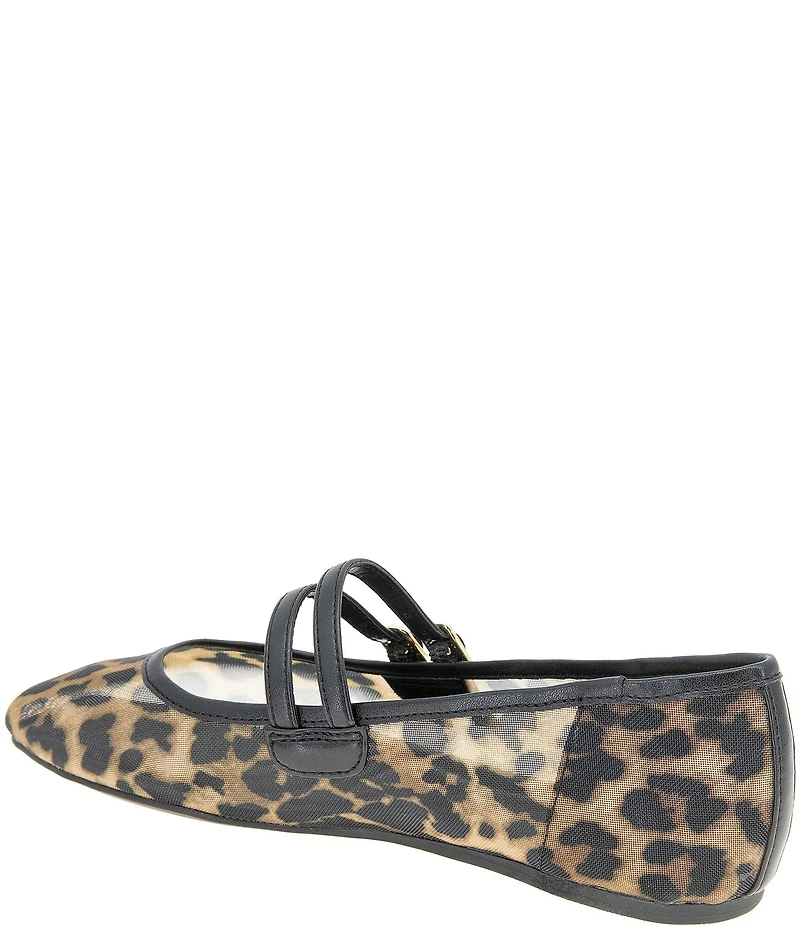 BCBGeneration Harisa Cheetah Print Mesh Double Strap Mary Jane Flats
