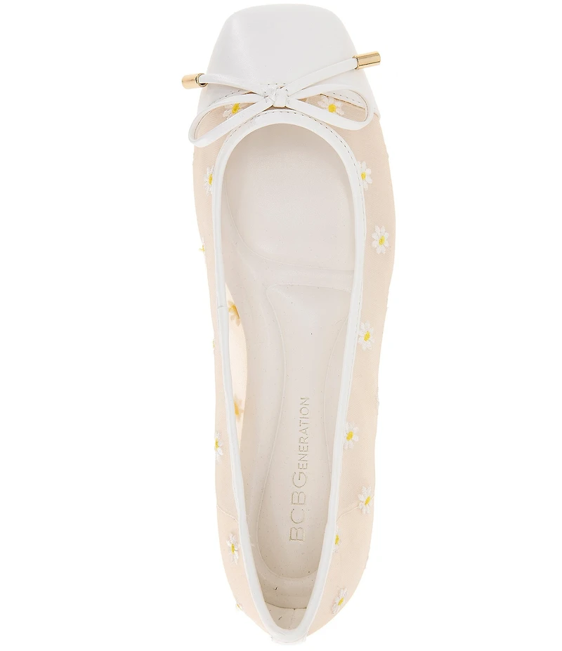 BCBGeneration Hartly Daisy Mesh Cap Toe Ballet Bow Flats