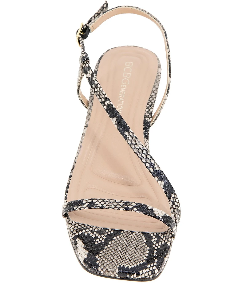 BCBGeneration Inaya Snake Print Kitten Heel Dress Sandals