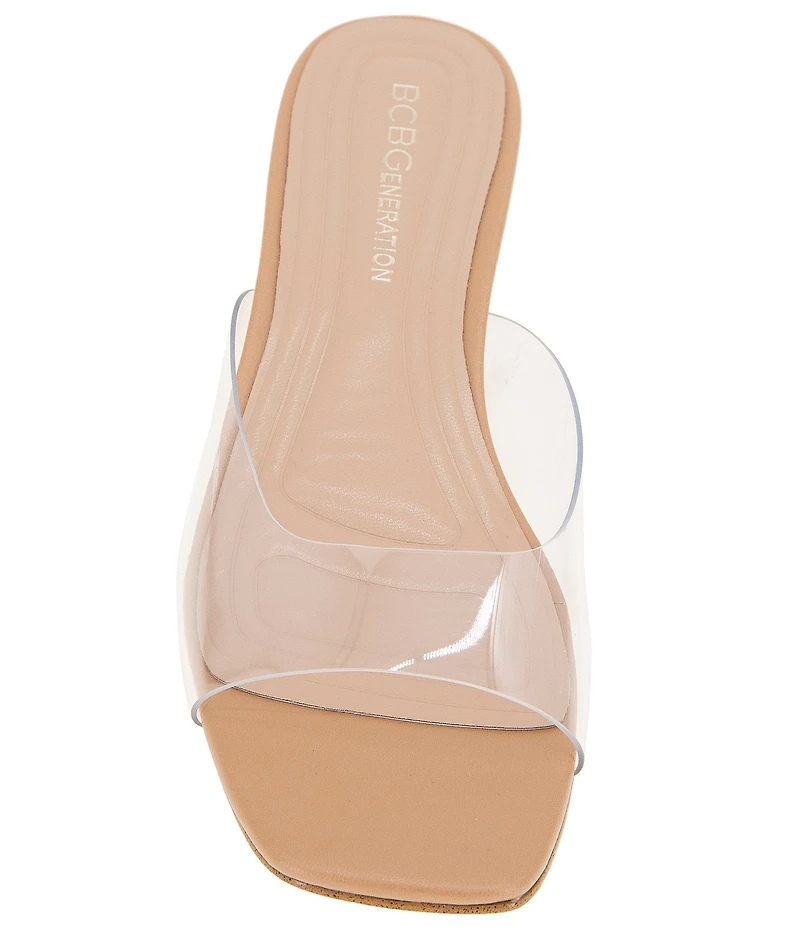 BCBGeneration Inika 2 Clear Vinyl Kitten Heel Slide Sandals