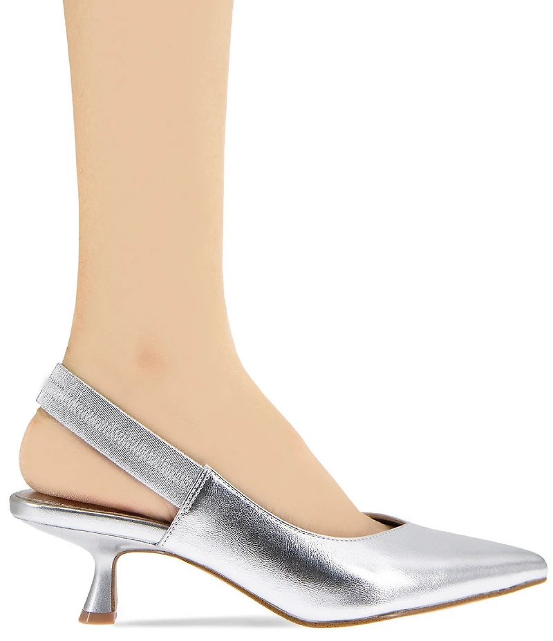 BCBGeneration Kayla Metallic Kitten Heel Slingback Pumps