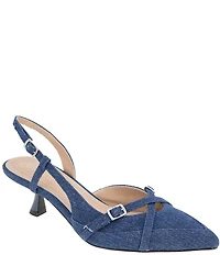 BCBGeneration Kiran Denim Buckle Detail Slingback Pumps