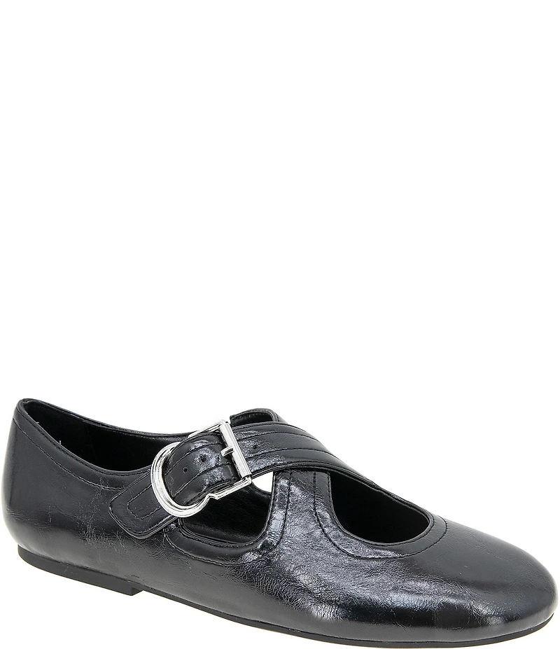 BCBGeneration Maya Patent Buckle Criss Cross Flats