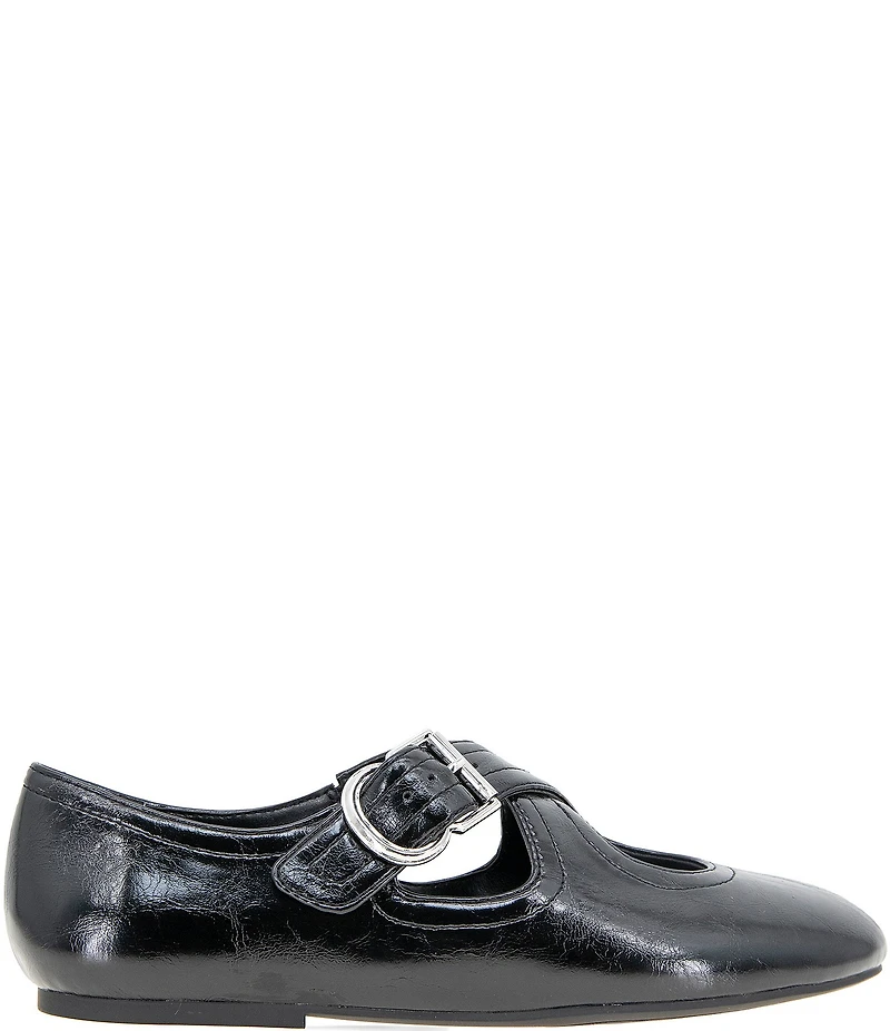 BCBGeneration Maya Patent Buckle Criss Cross Flats