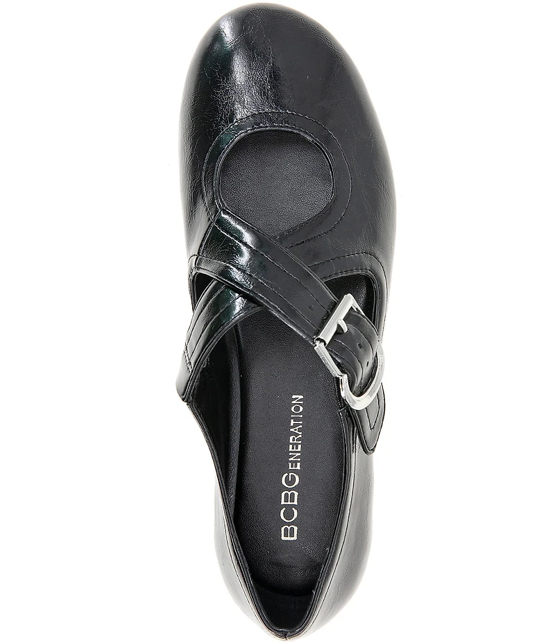 BCBGeneration Maya Patent Buckle Criss Cross Flats