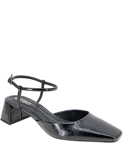 BCBGeneration Queenie Patent Ankle Strap Block Heel Pumps