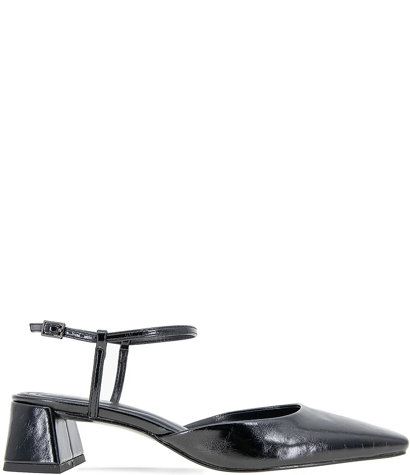 BCBGeneration Queenie Patent Ankle Strap Block Heel Pumps