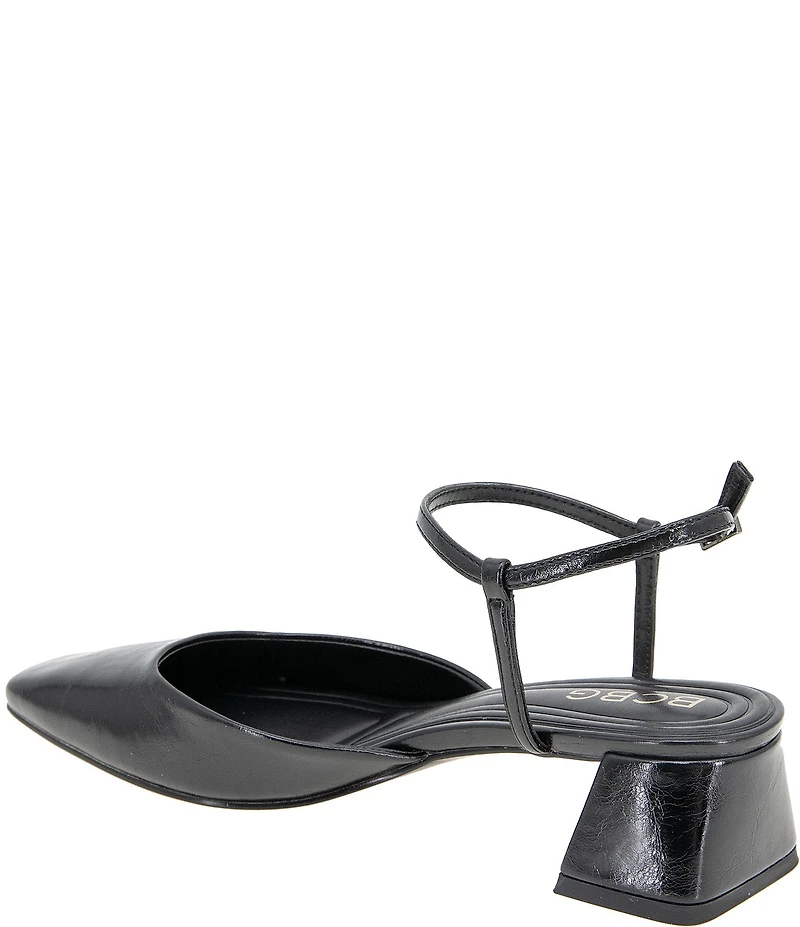BCBGeneration Queenie Patent Ankle Strap Block Heel Pumps