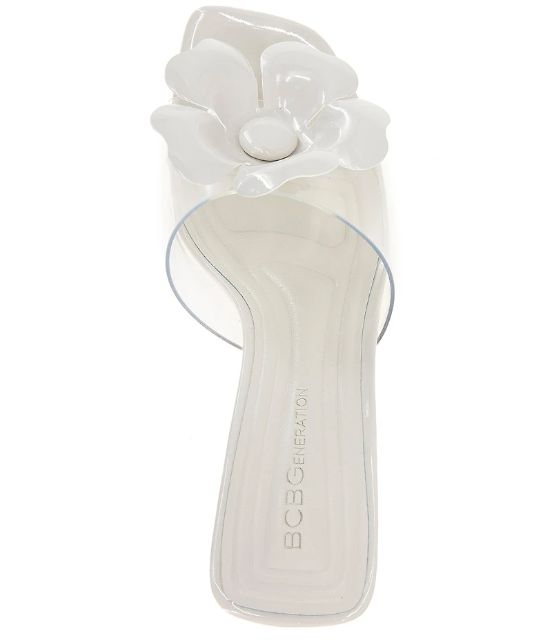 BCBGeneration Remani Vinyl Flower Ornament Slide Sandals