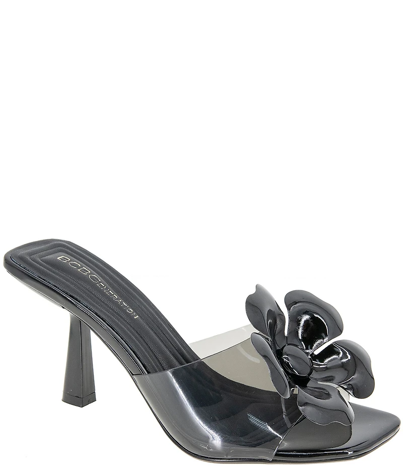 BCBGeneration Remani Vinyl Flower Ornament Slide Sandals
