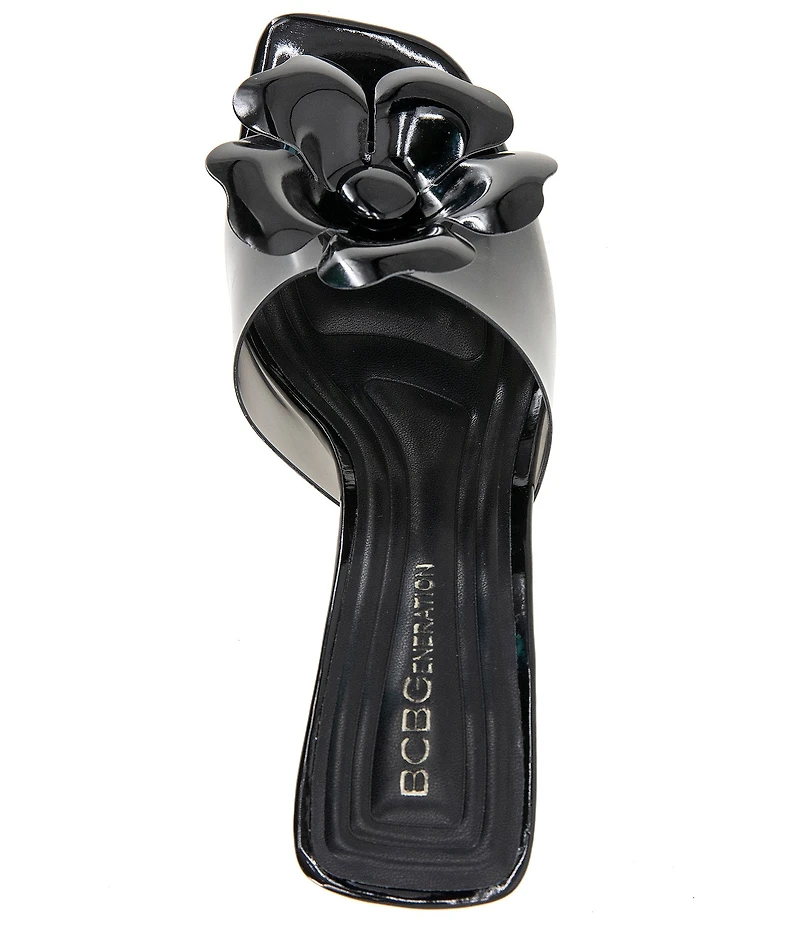 BCBGeneration Remani Vinyl Flower Ornament Slide Sandals