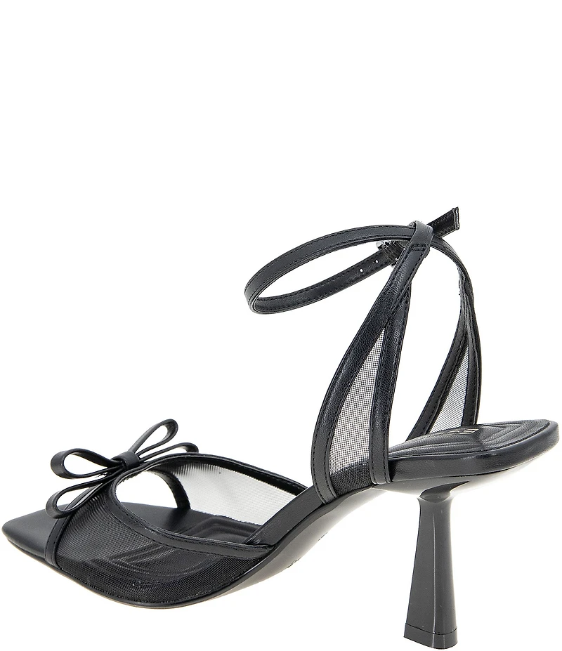 BCBGeneration Rino Mesh Bow Square Toe Ankle Strap Dress Sandals