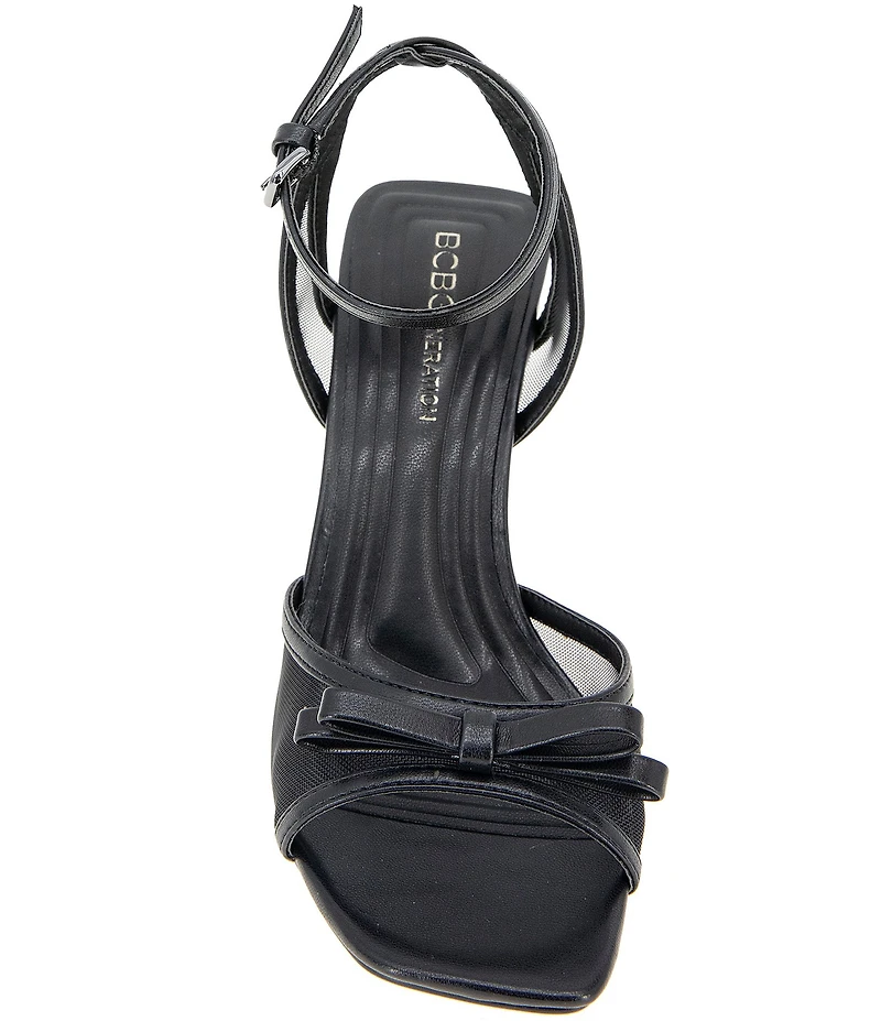 BCBGeneration Rino Mesh Bow Square Toe Ankle Strap Dress Sandals