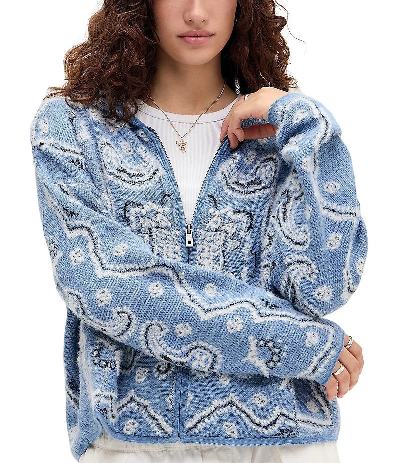 BDG Urban Outfitters Bandana Knit Hoodie Jacket