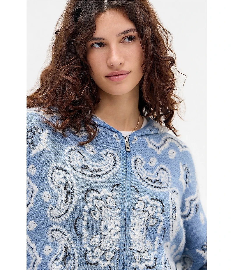 BDG Urban Outfitters Bandana Knit Hoodie Jacket