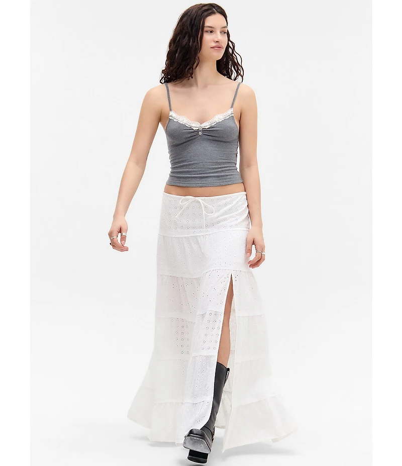 BDG Urban Outfitters Broderie Tiered Eyelet Maxi Skirt