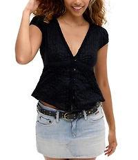 BDG Urban Outfitters Cap Sleeve Robyn Ruffle Blouse