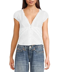 BDG Urban Outfitters Cap Sleeve Robyn Ruffle Blouse