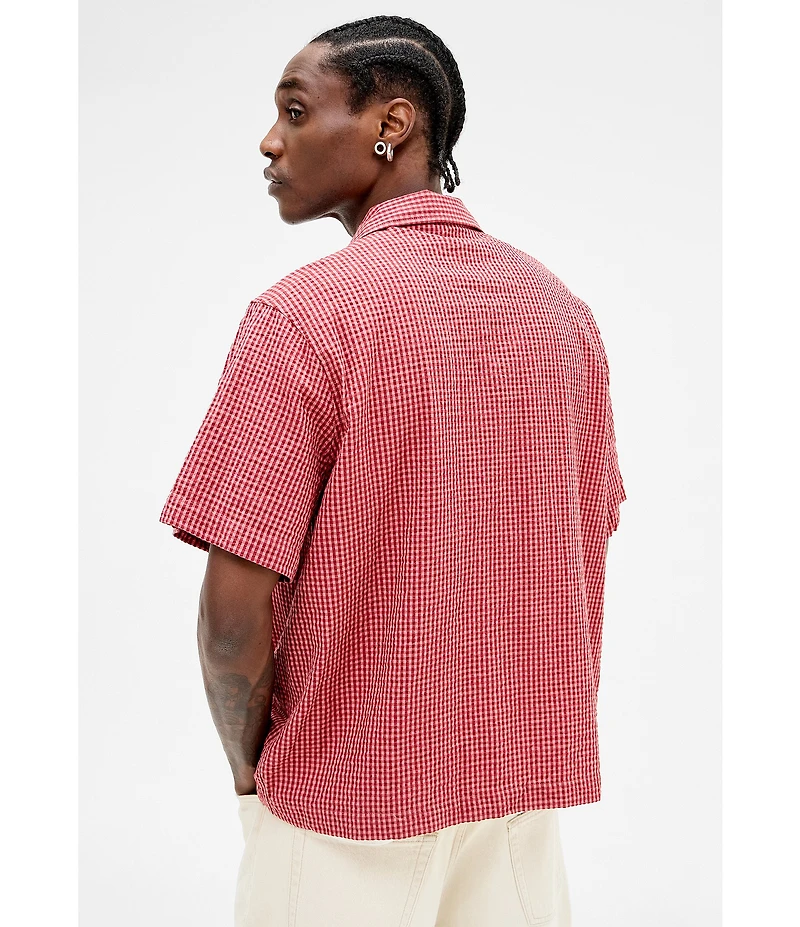 BDG Urban Outfitters Checked Short Sleeve Seersucker Shirt