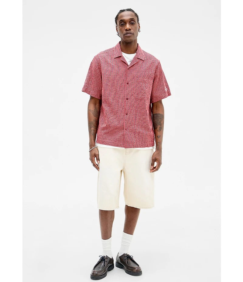 BDG Urban Outfitters Checked Short Sleeve Seersucker Shirt
