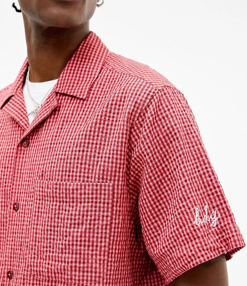 BDG Urban Outfitters Checked Short Sleeve Seersucker Shirt