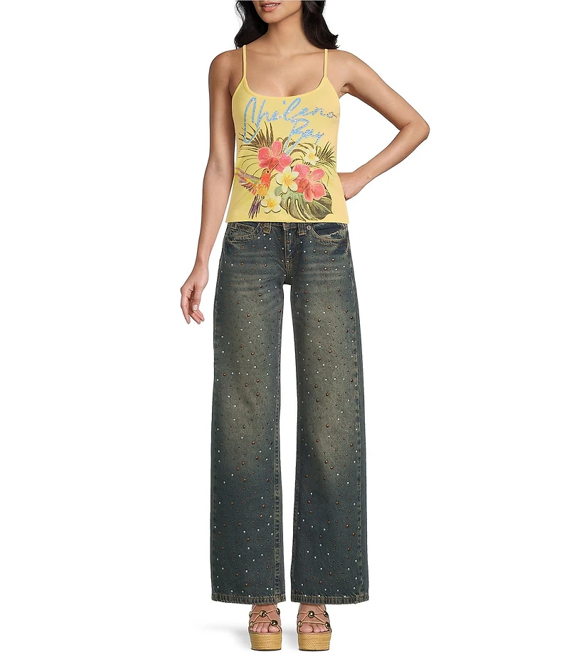 BDG Urban Outfitters Chileno Bay Tropical Floral Scoop Neck Sleeveless Camisole Top