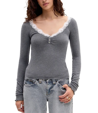 BDG Urban Outfitters Diana Lace Trimmed T-Shirt