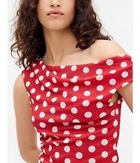 BDG Urban Outfitters Fia Spot Short Sleeve Off-The-Shoulder Top