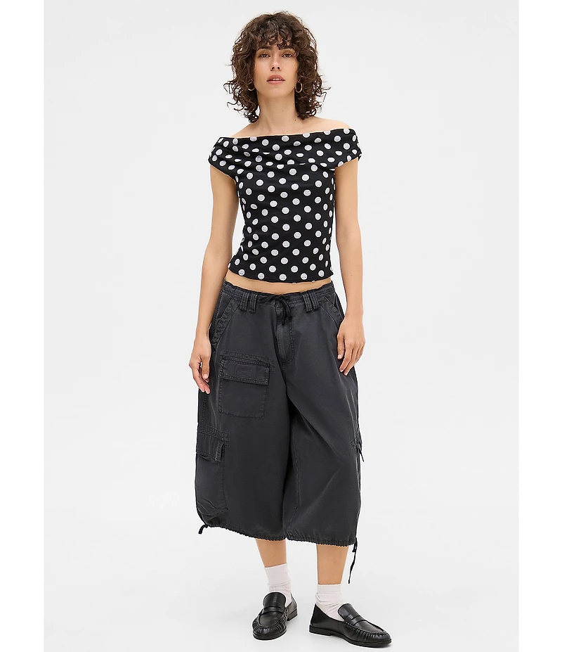 BDG Urban Outfitters Fia Spot Short Sleeve Off-The-Shoulder Top