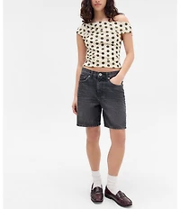 BDG Urban Outfitters Fia Spot Short Sleeve Off-The-Shoulder Top