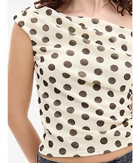 BDG Urban Outfitters Fia Spot Short Sleeve Off-The-Shoulder Top