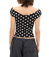 BDG Urban Outfitters Fia Spot Short Sleeve Off-The-Shoulder Top