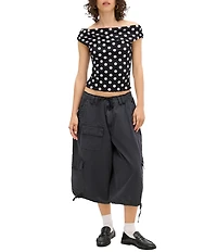 BDG Urban Outfitters Fia Spot Short Sleeve Off-The-Shoulder Top