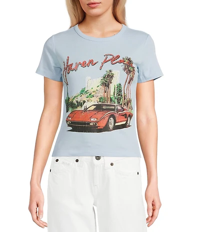 BDG Urban Outfitters Haven Diamante Baby Graphic Round Neck Short Sleeve Cropped T-Shirt