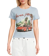 BDG Urban Outfitters Haven Diamante Baby Graphic Round Neck Short Sleeve Cropped T-Shirt