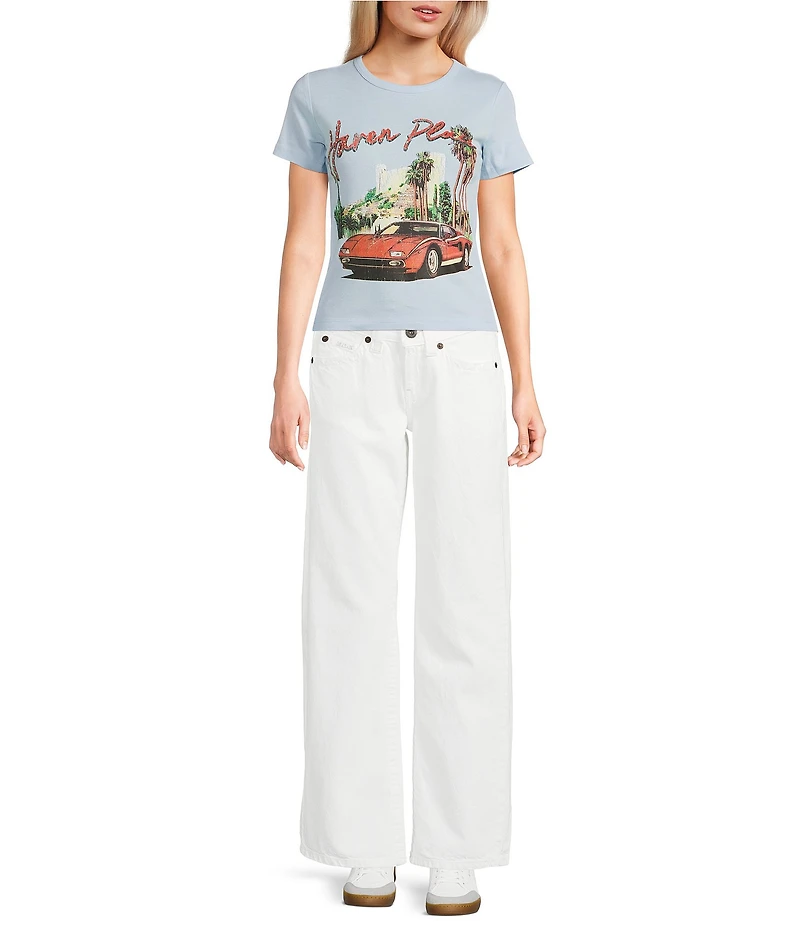 BDG Urban Outfitters Haven Diamante Baby Graphic Round Neck Short Sleeve Cropped T-Shirt