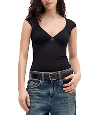 BDG Urban Outfitters Je Taime Cap Sleeve Top