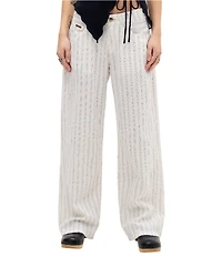 BDG Urban Outfitters Kayla Striped Low Rise 5-Pocket Straight Leg Linen Pants