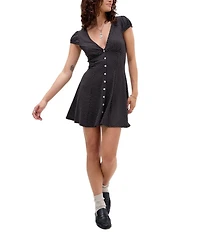 BDG Urban Outfitters Kiki Tea Cap Sleeve Polka Dot Fit And Flare Dress