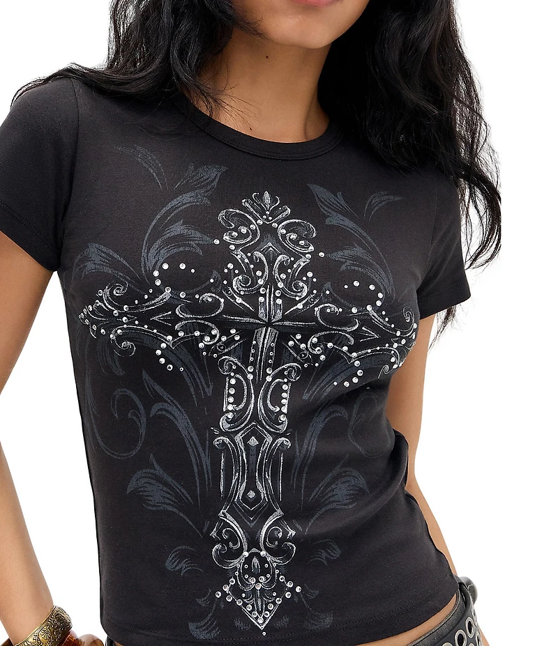 BDG Urban Outfitters KnIt Diamante Cross Pullover Tee