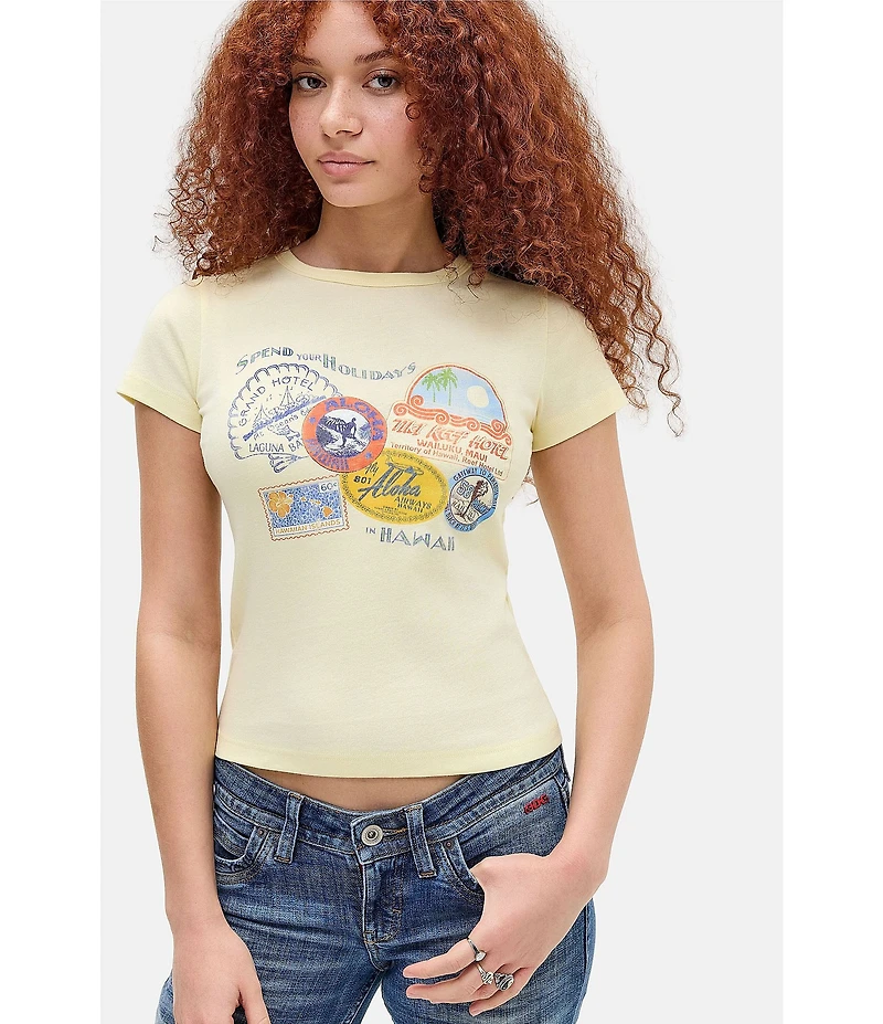 BDG Urban Outfitters Knit Holiday Stamps Babydoll Tee