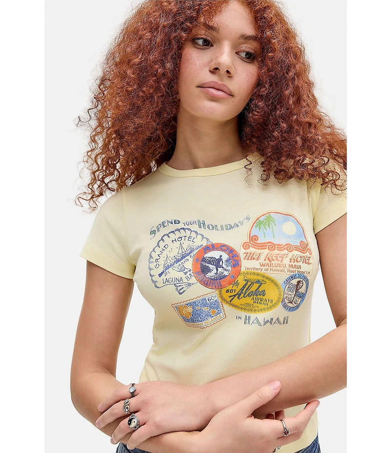 BDG Urban Outfitters Knit Holiday Stamps Babydoll Tee