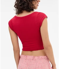 BDG Urban Outfitters Knockout Cap Sleeve Lace-Up Front Crop Top