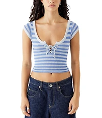 BDG Urban Outfitters Knockout Cap Sleeve Lace-Up Front Crop Top