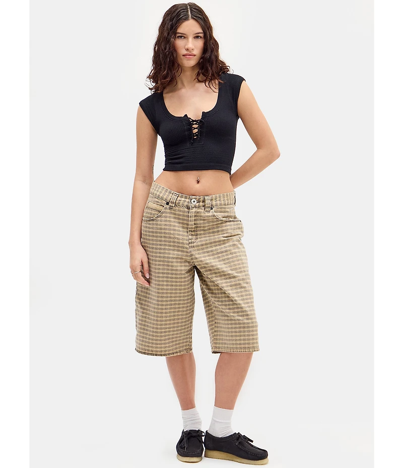 BDG Urban Outfitters Knockout Cap Sleeve Lace-Up Front Crop Top